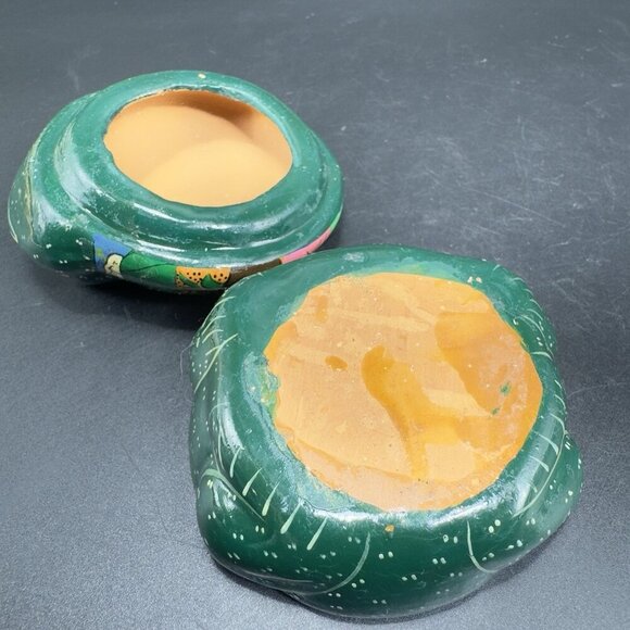 Mexican RedWare Pottery Hand Painted Frog Shape Trinket Holder Jewelry Holder - Picture 10 of 13